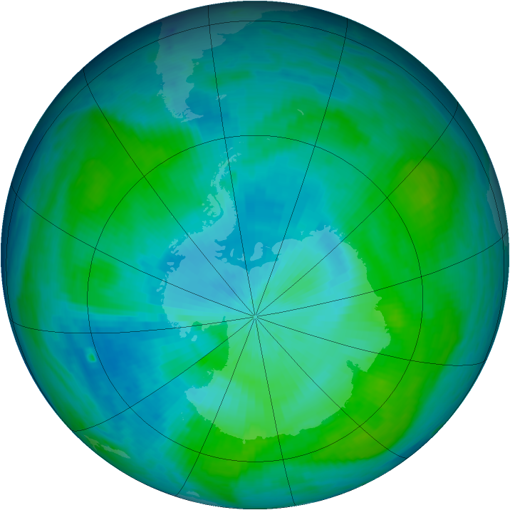 Antarctic ozone map for 14 February 1987